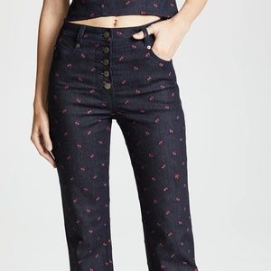 Miaou navy rose embroidered straight leg jeans! 🌹